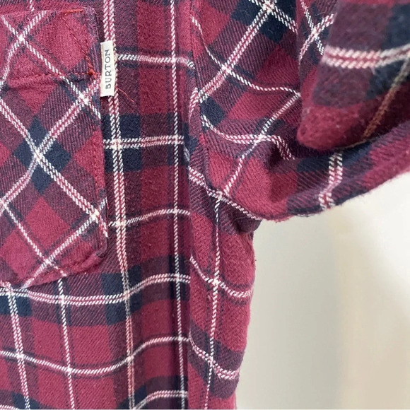 Burton Durable Goods Plaid Flannel long Sleeve Button Down Womens Size L Burgund - Picture 5 of 17